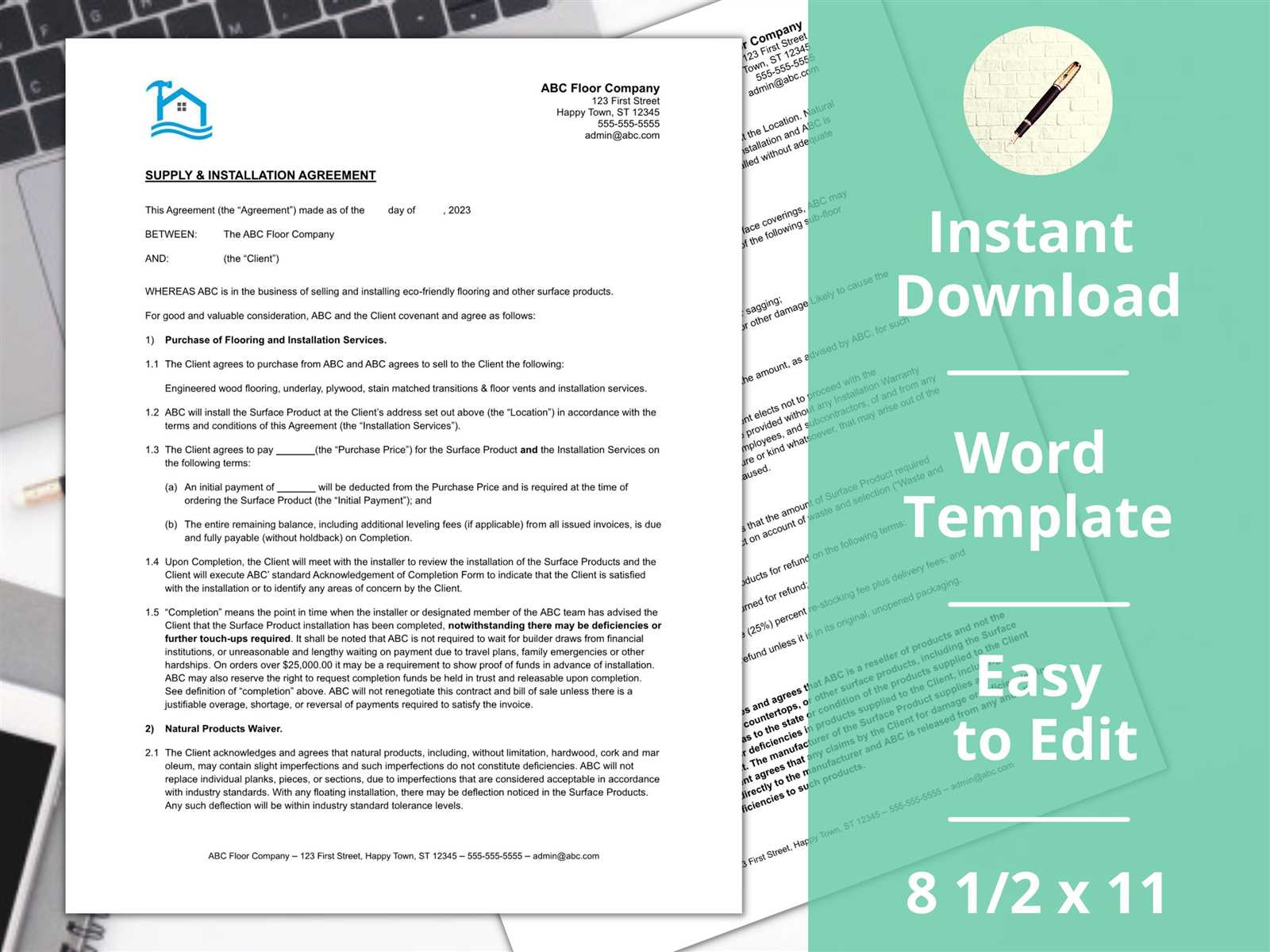 hardwood flooring invoice template