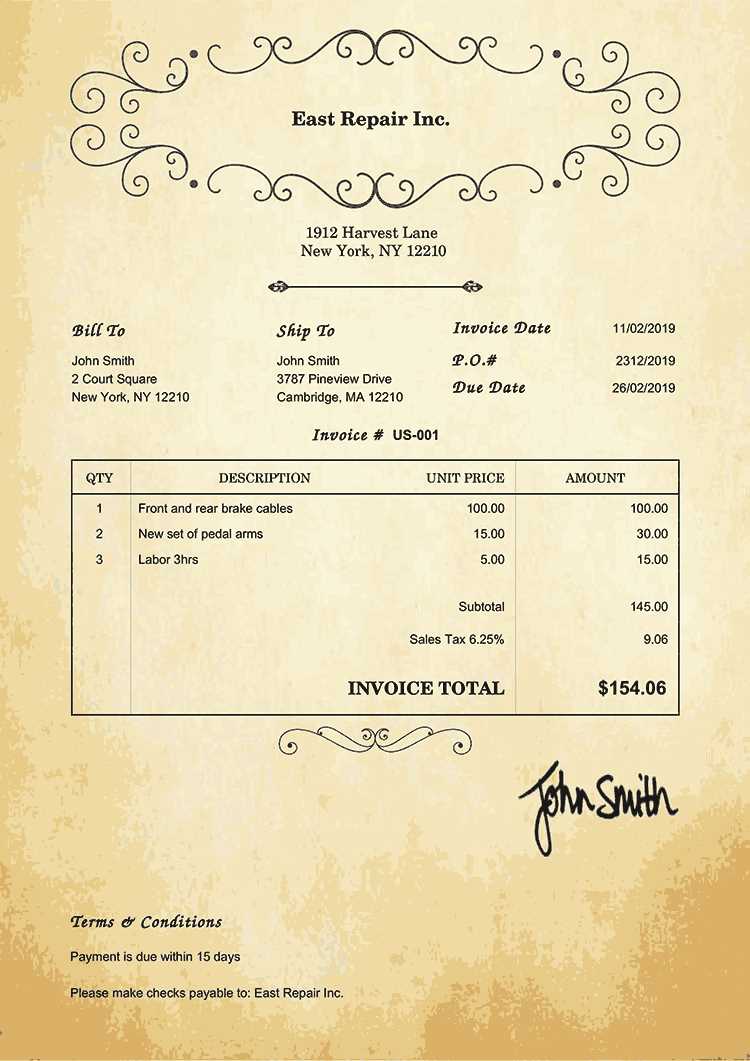 home invoice template