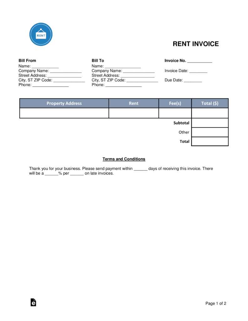 home rental invoice template