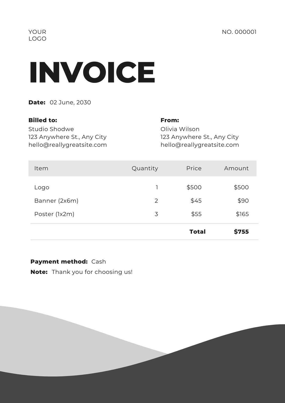 homemade invoice template