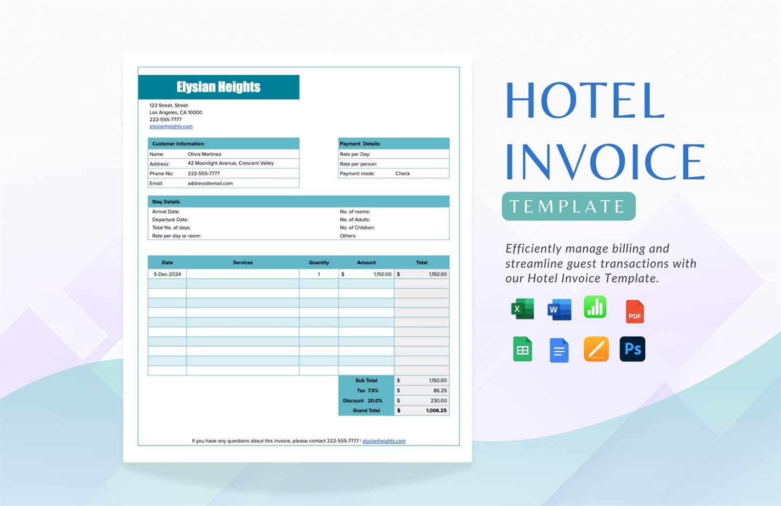 hotel invoice template word