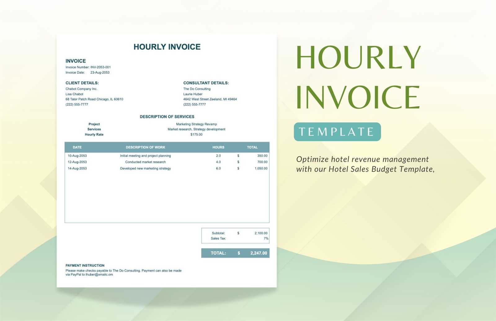 hourly invoice template free