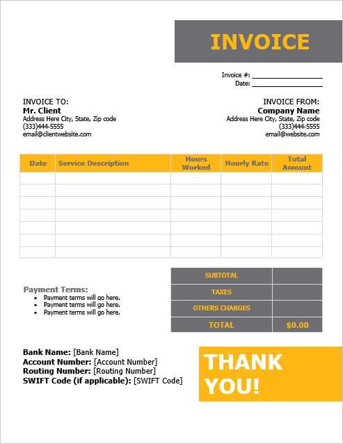 hourly invoice template word