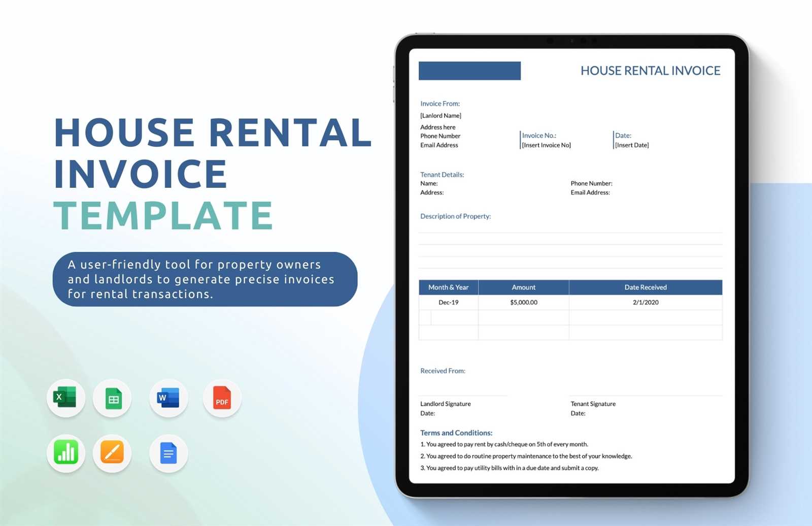 house rental invoice template