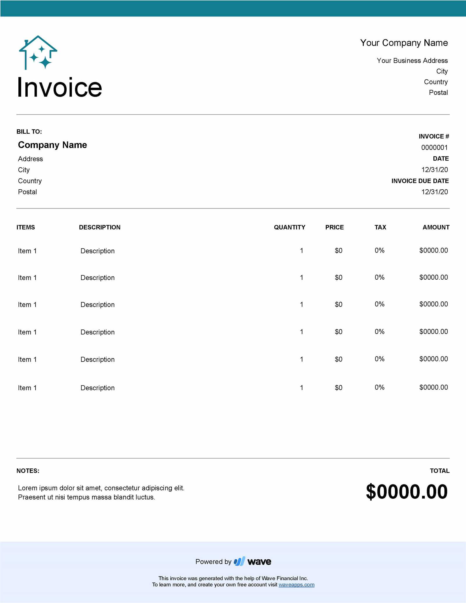 housekeeping invoice template