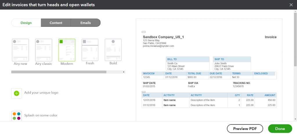 how do i edit an invoice template in quickbooks