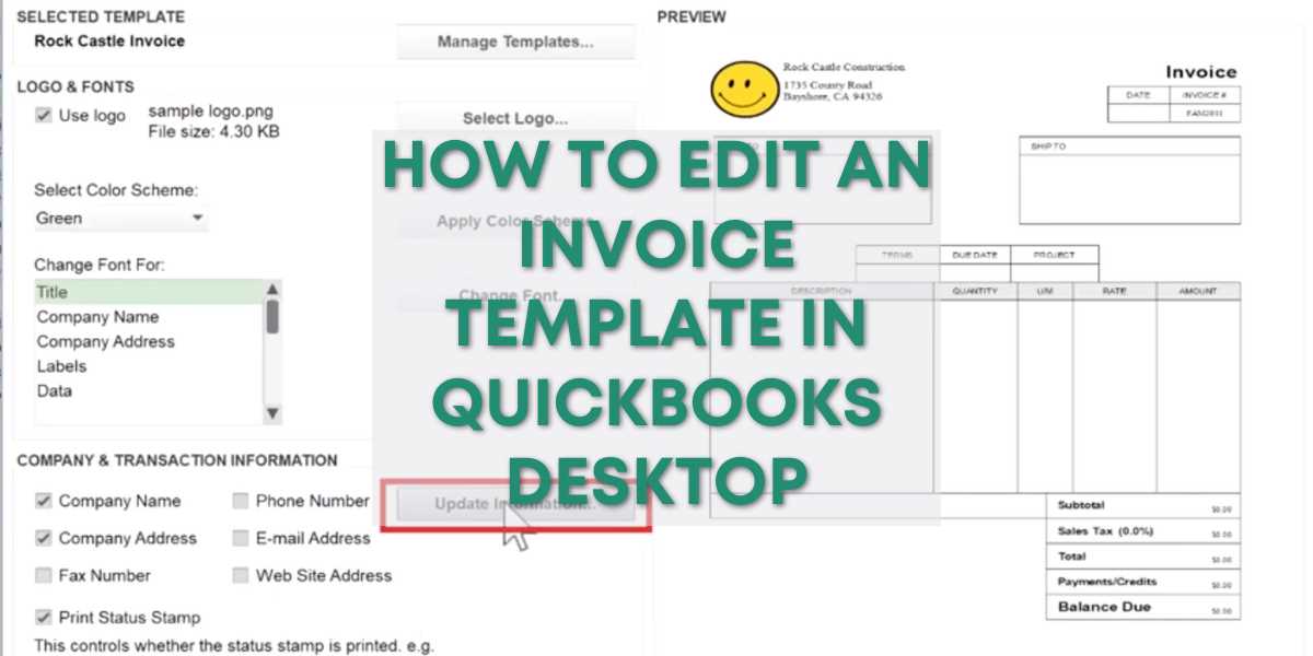 how to edit invoice template in quickbooks online