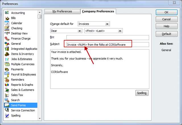 how to set a default invoice template in quickbooks