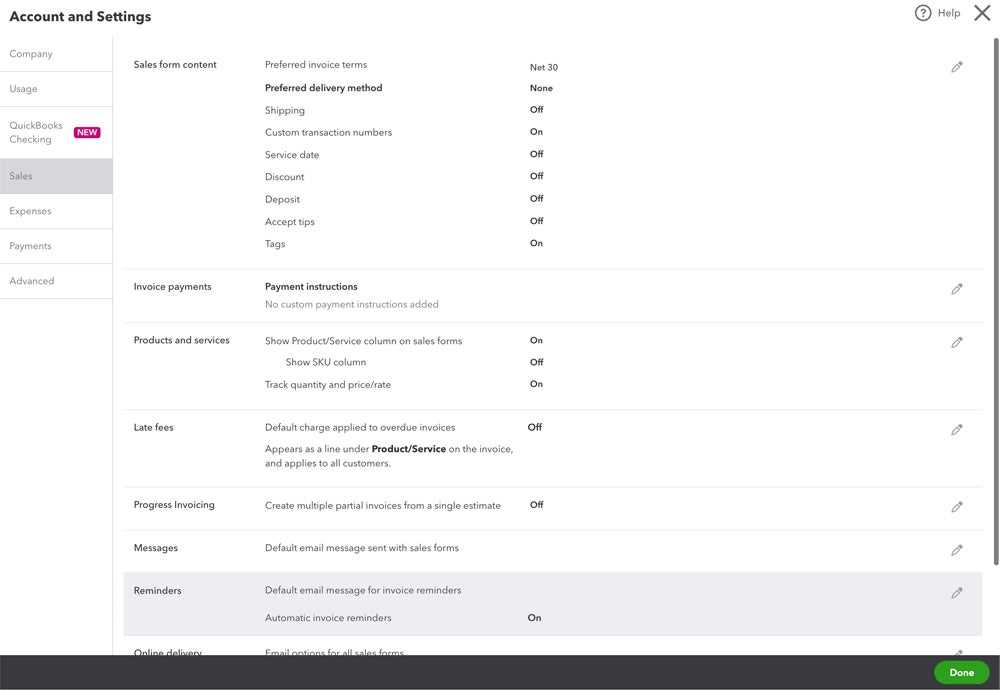 how to set a default invoice template in quickbooks