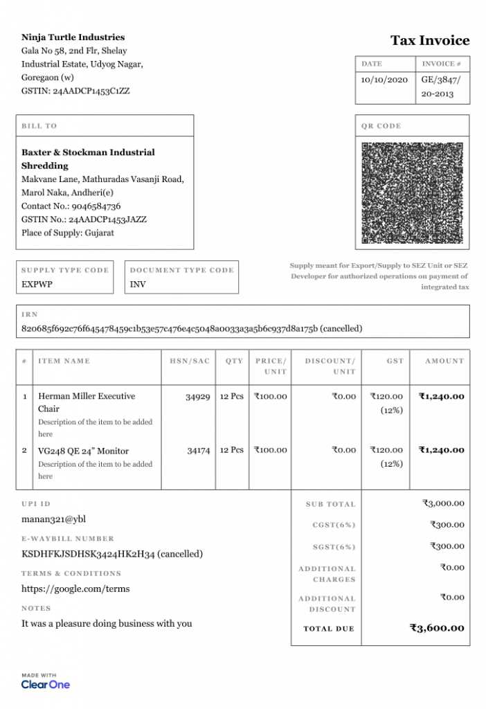 income invoice template