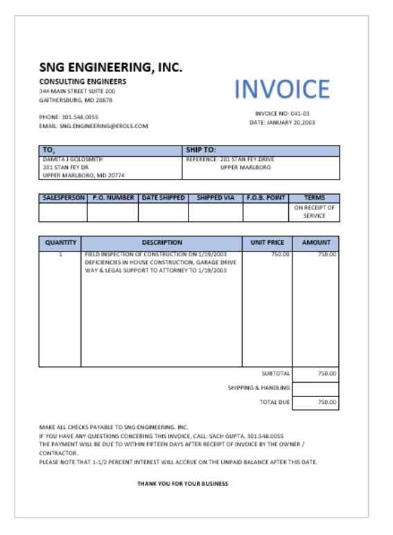 independent consultant invoice template