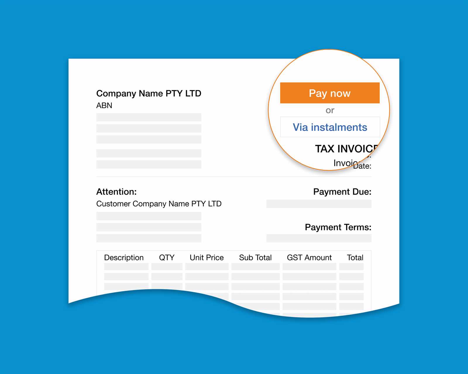 installment payment invoice template