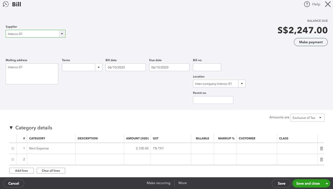 intercompany invoice template