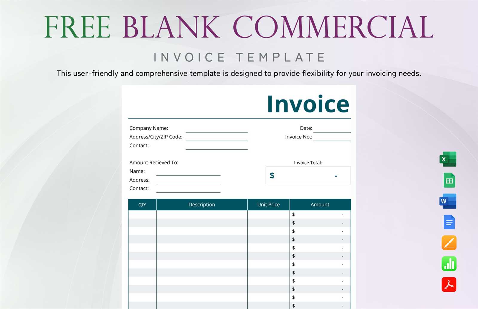 international commercial invoice template excel