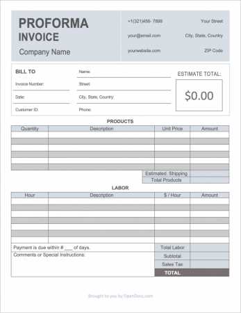 international shipping invoice template