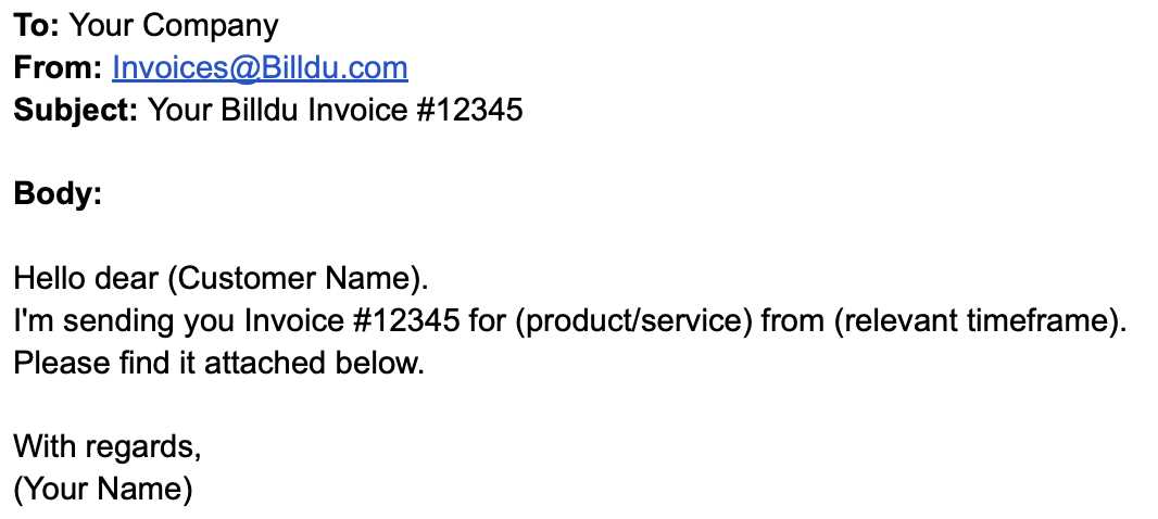 invoice attached email template