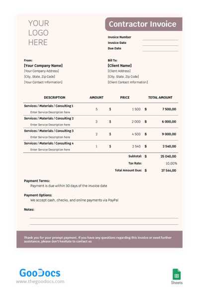 invoice contract template