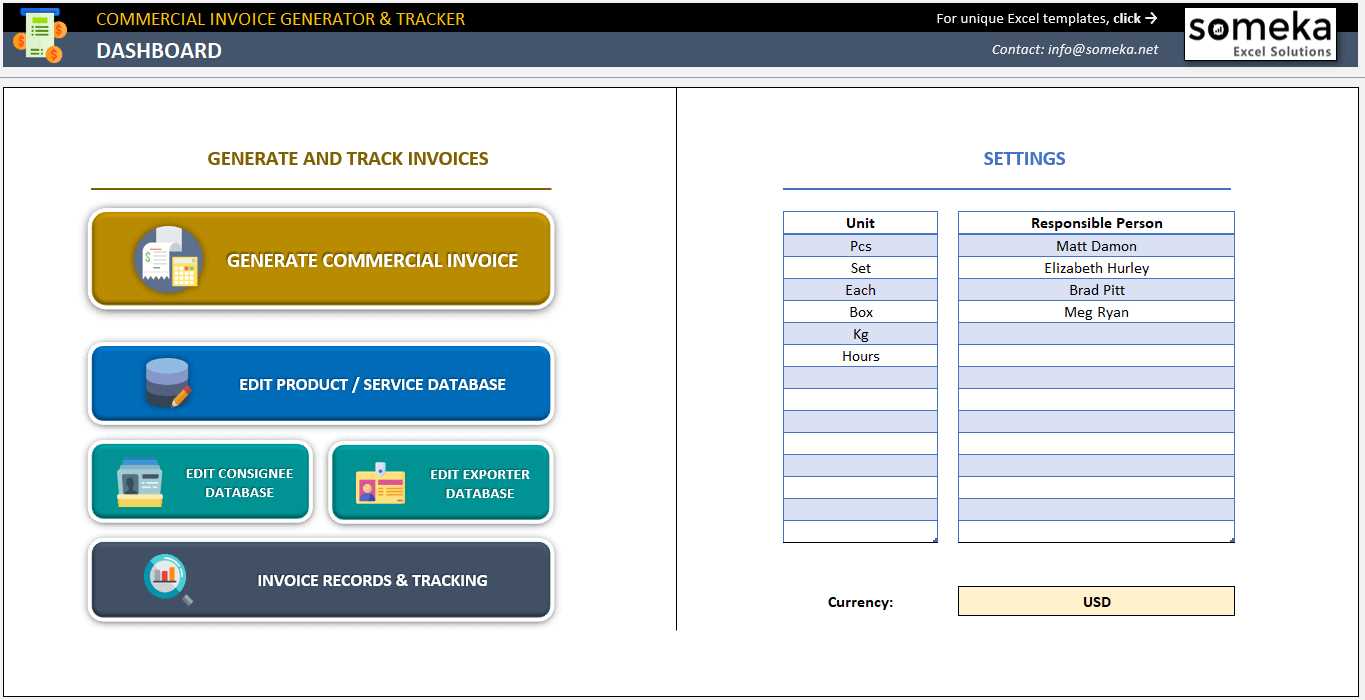 invoice dashboard template excel