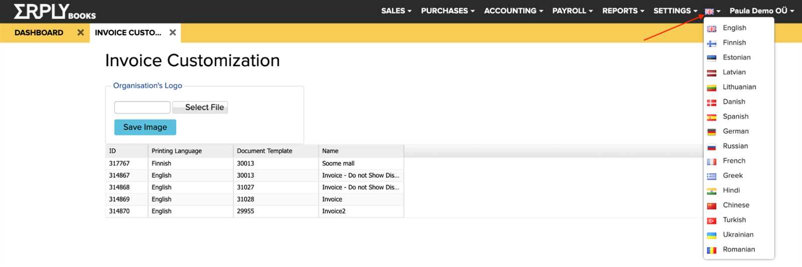 invoice dashboard template