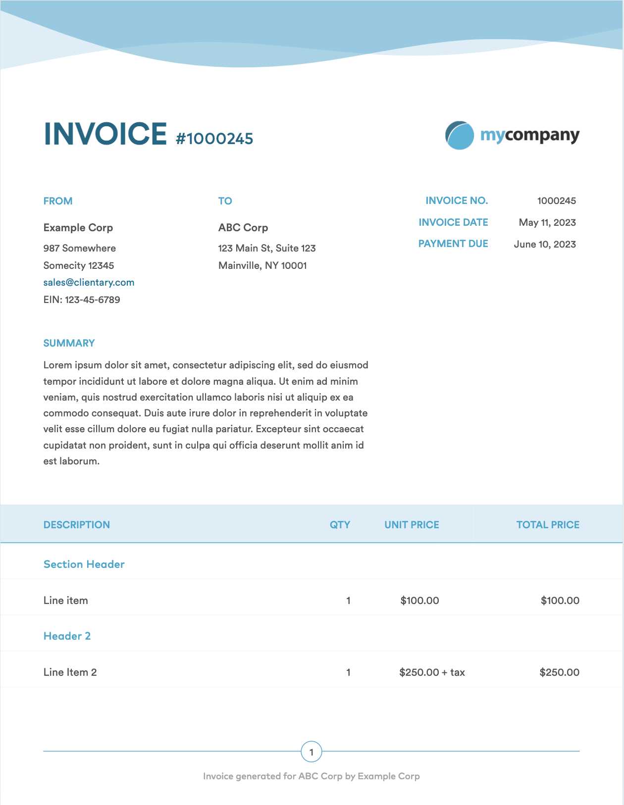 invoice design template html