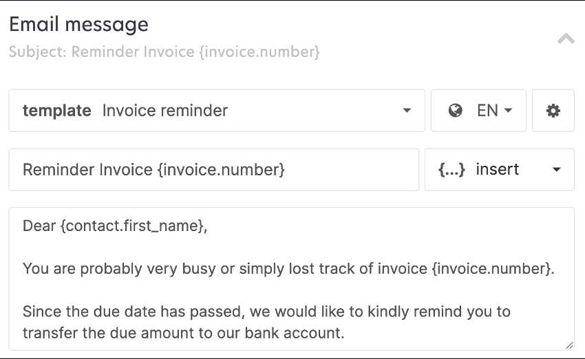 invoice email body template