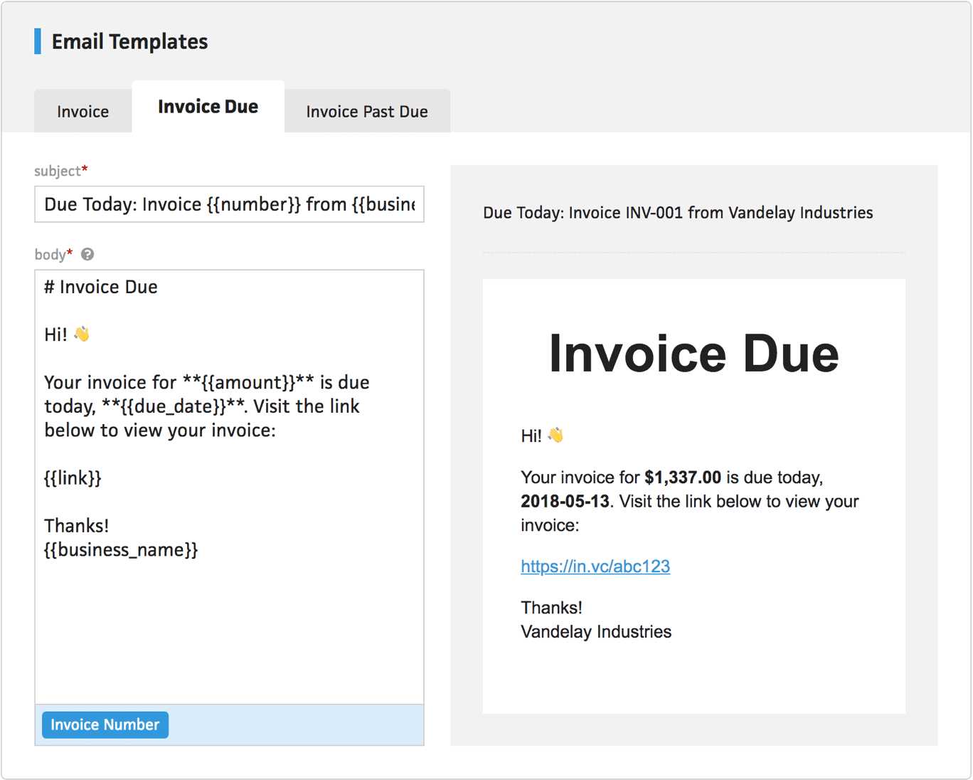 invoice email template
