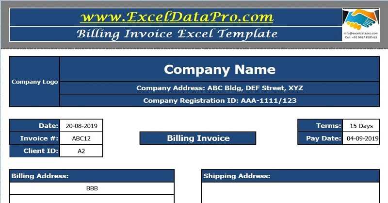 invoice excel template xls