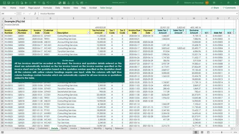 invoice excel template xls