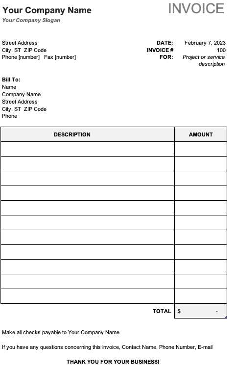 invoice excel template xls