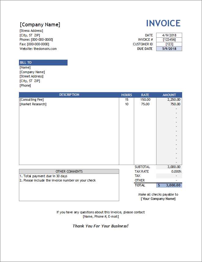 invoice for consulting services free template