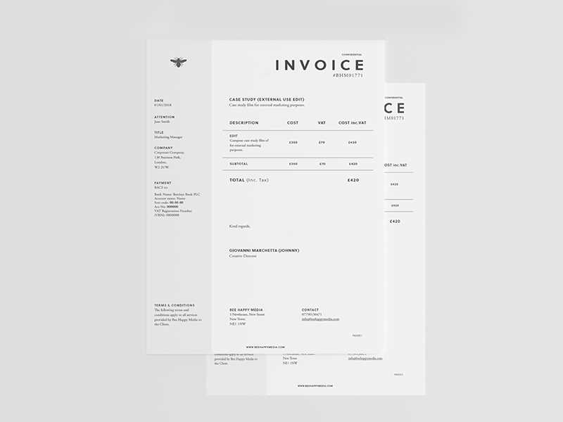 invoice for graphic design template