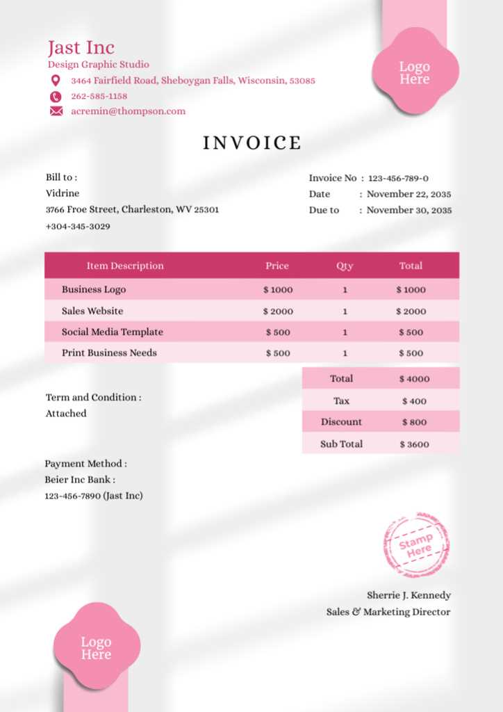 invoice for graphic design template