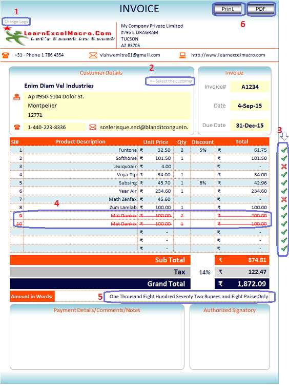 invoice free template excel