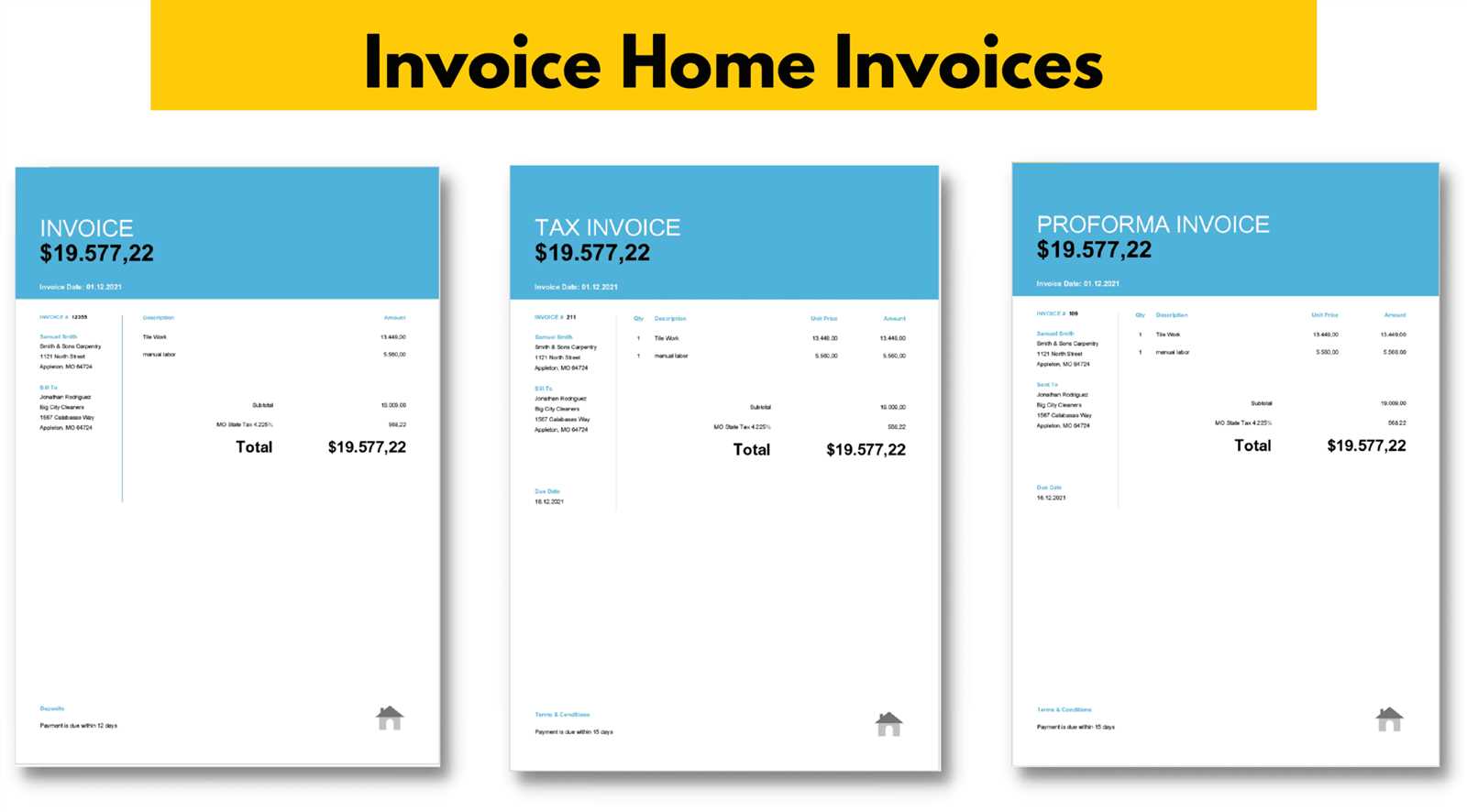 invoice home template