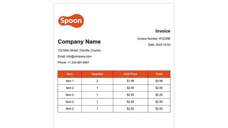 invoice html template codepen