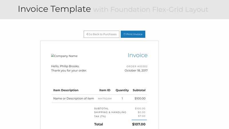 invoice html template codepen