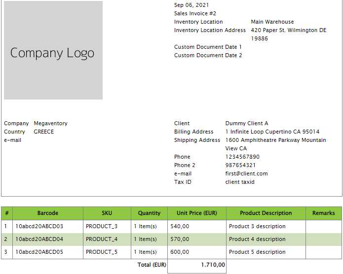 invoice ireland template