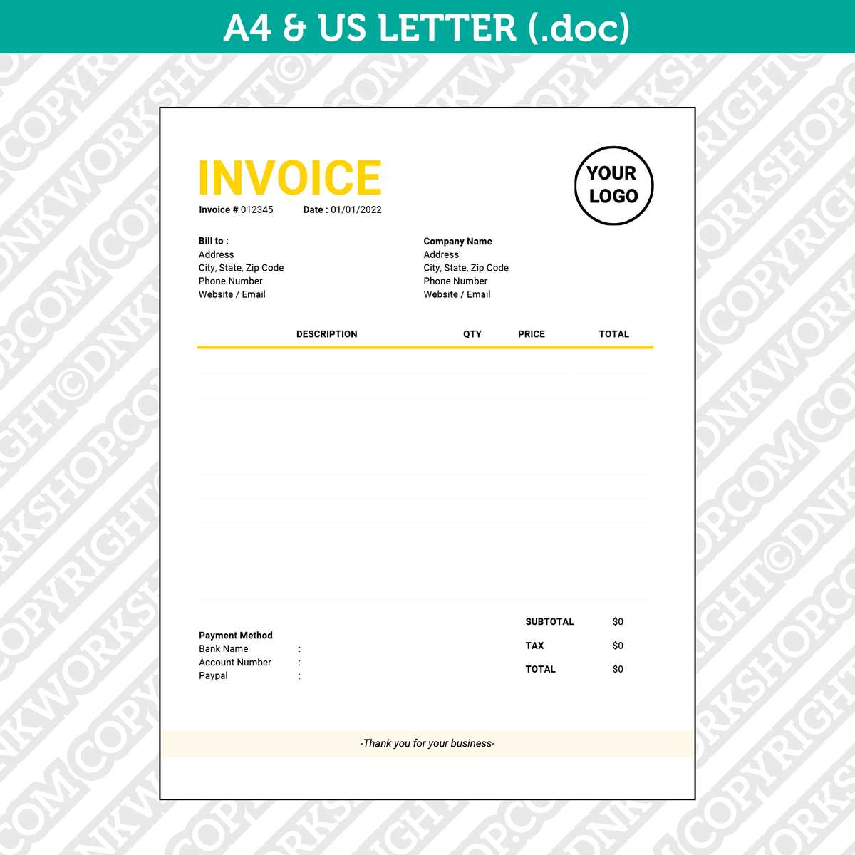 invoice letter template