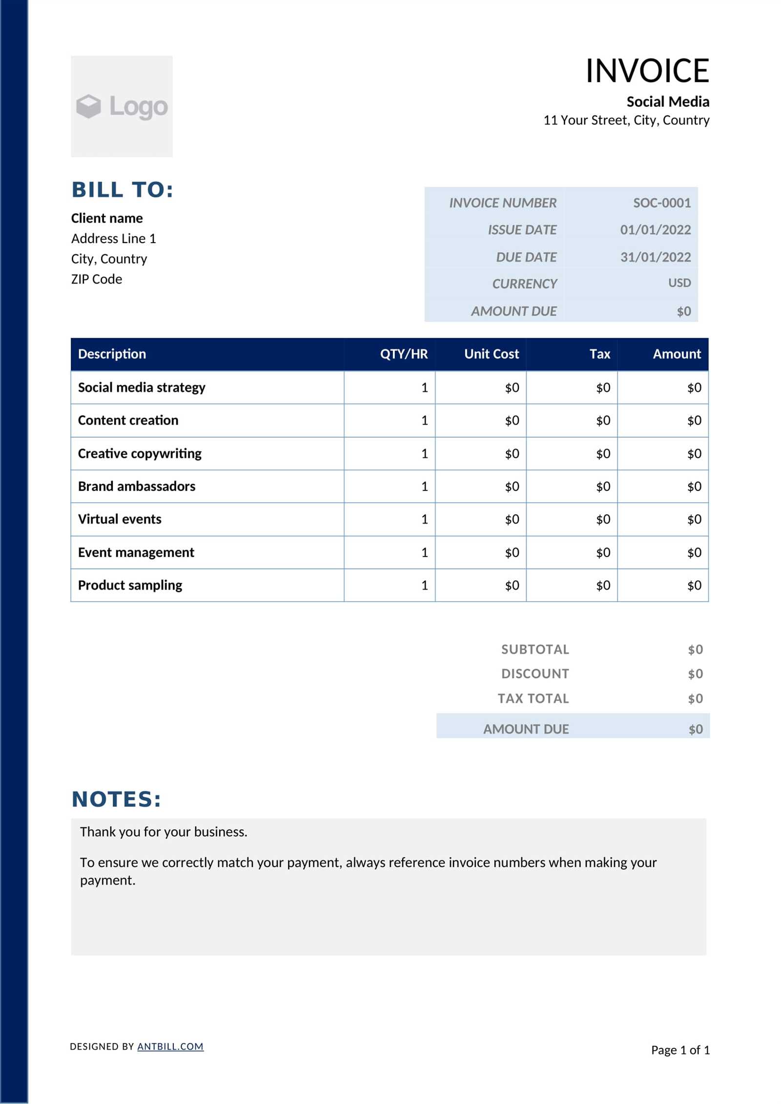 invoice management template