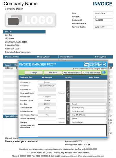 invoice management template