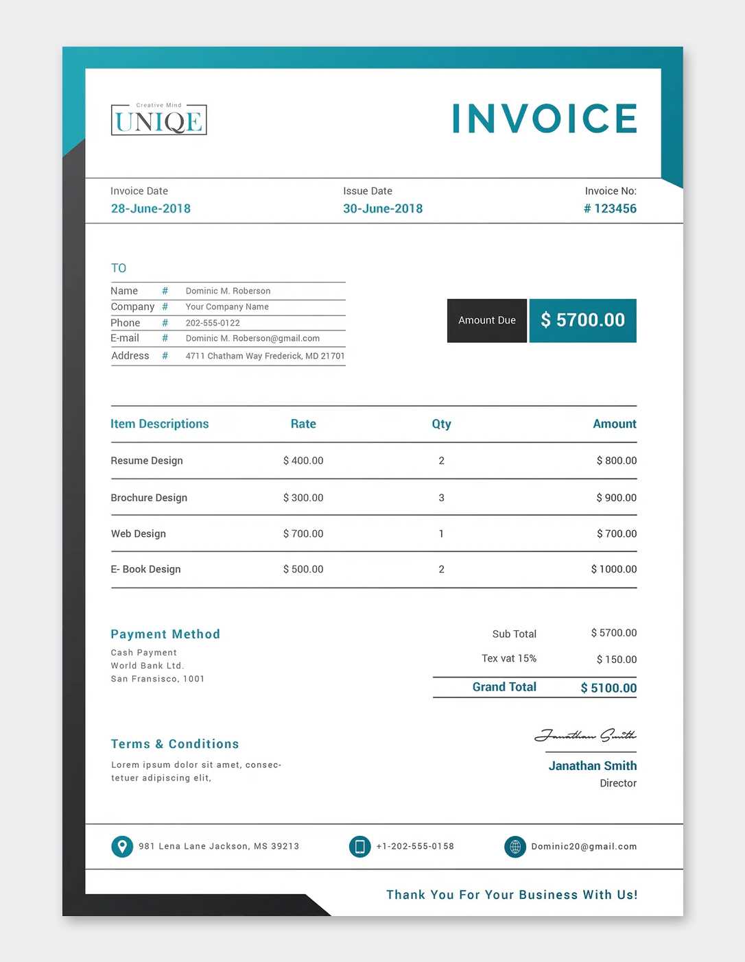 invoice microsoft word template free
