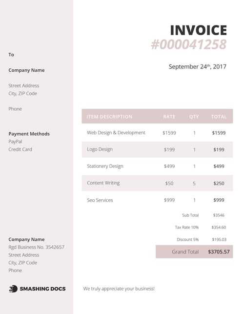 invoice note template