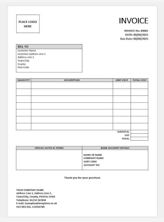 invoice note template