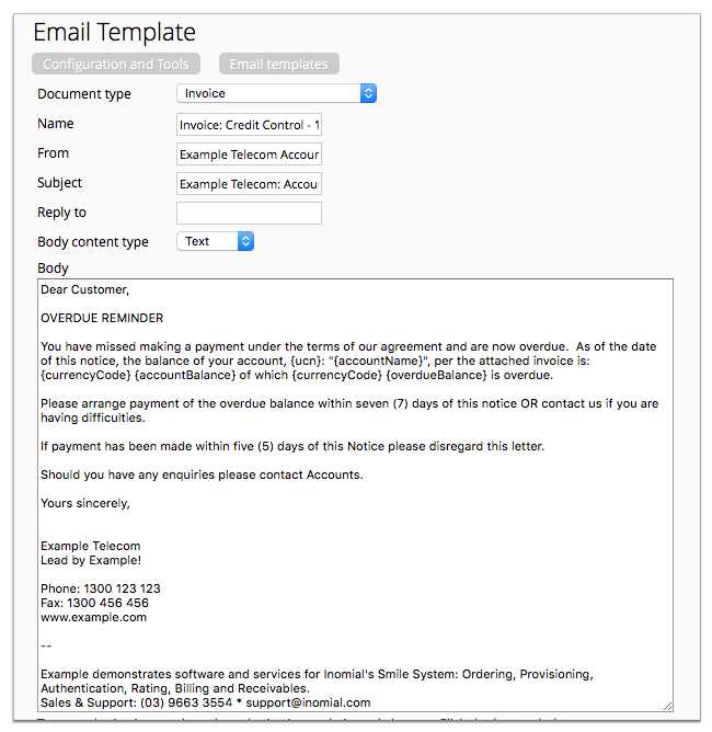 invoice notification email template