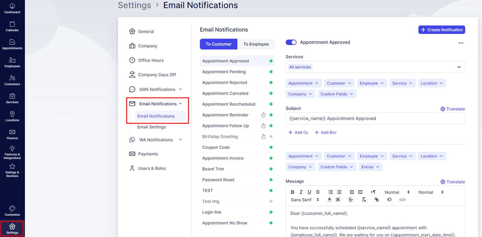 invoice notification email template