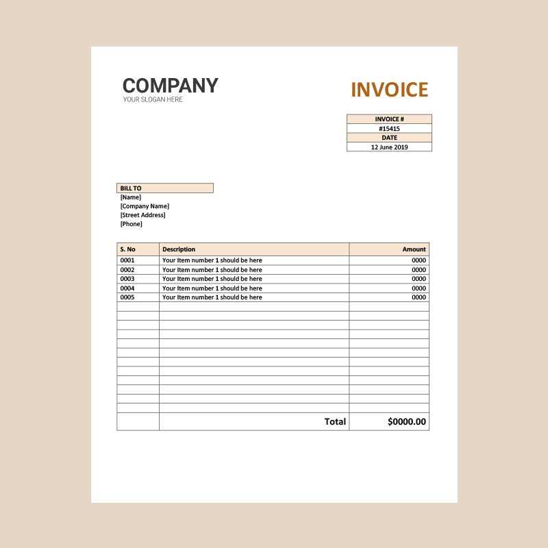 invoice on word template