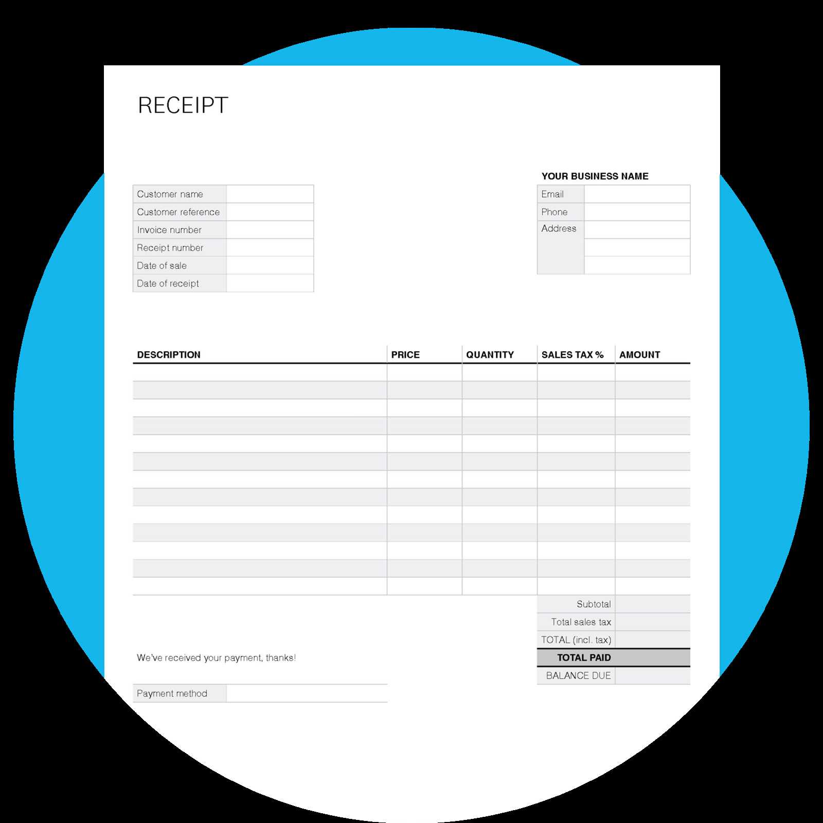 invoice receipt template free