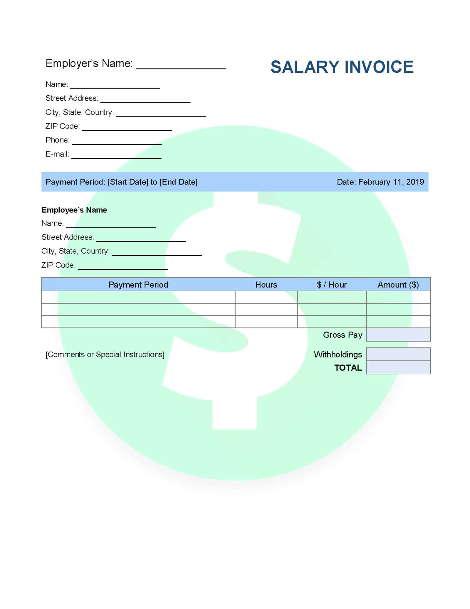 invoice salary template