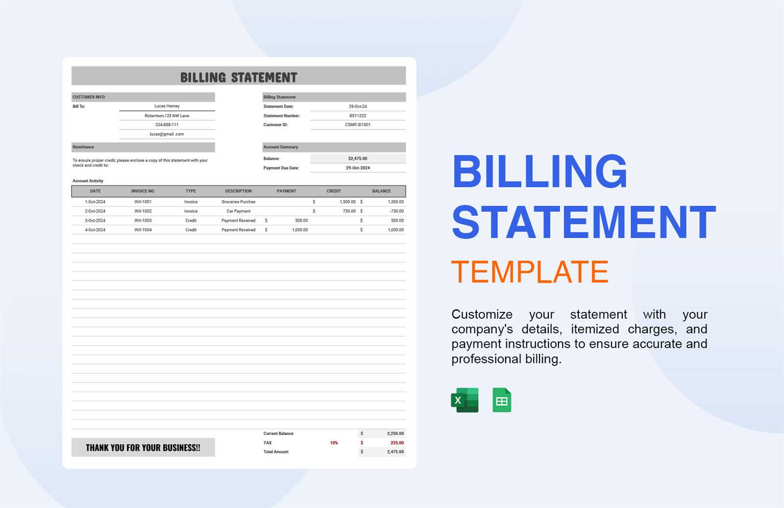 invoice statement template