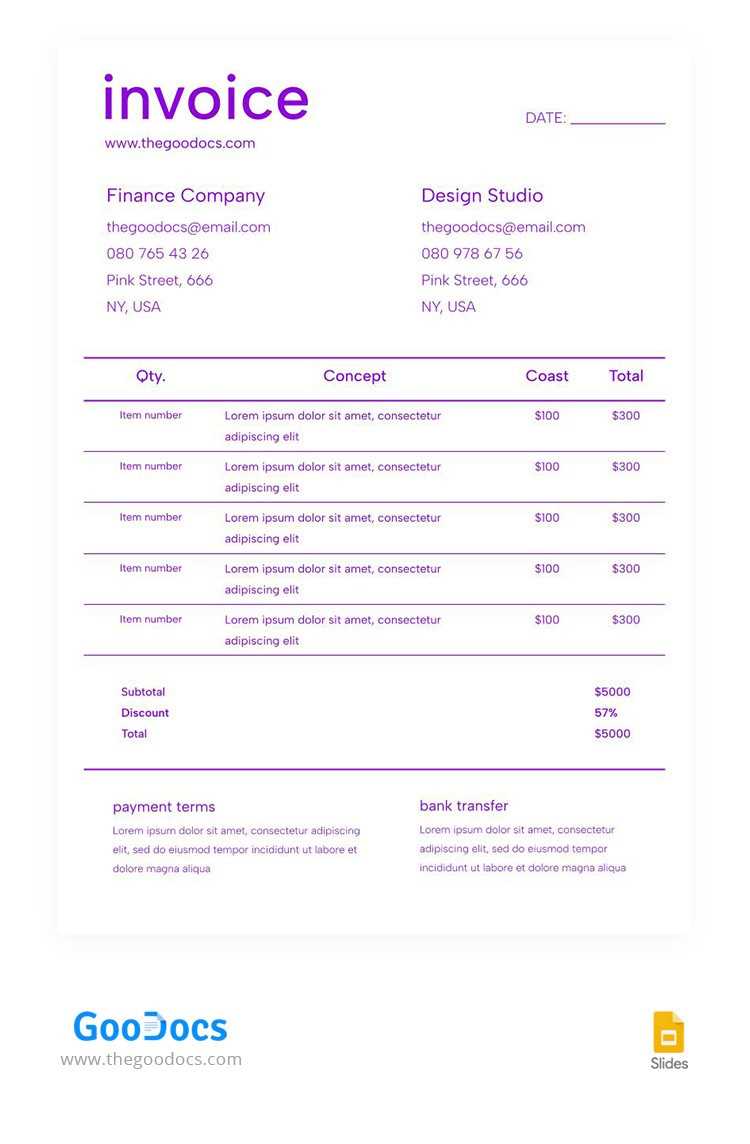 invoice template bank transfer